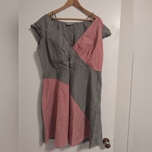 eShakti Red & Black Gingham Dress EUC